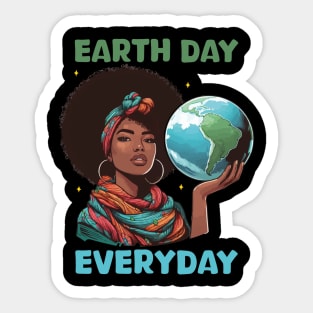 Earth Day Everyday Afro Hair Women Earth Day 2024 Funny Sticker